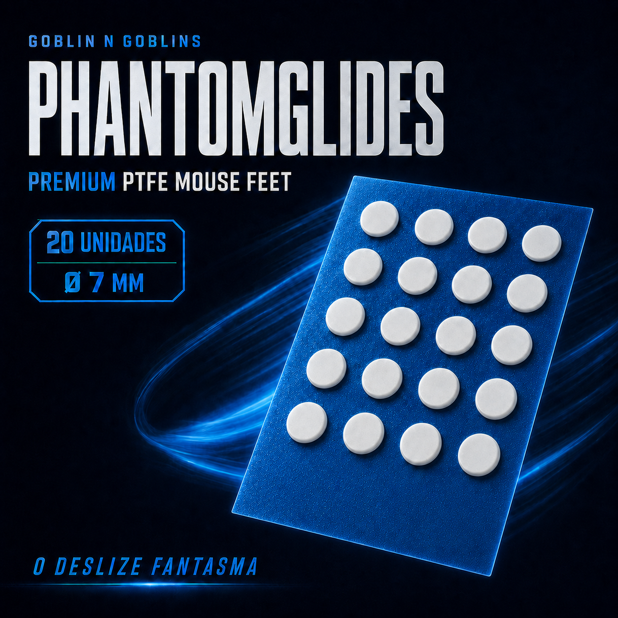 Mouse Feets Universal PhantomGlides – PTFE Premium 20 Unidades